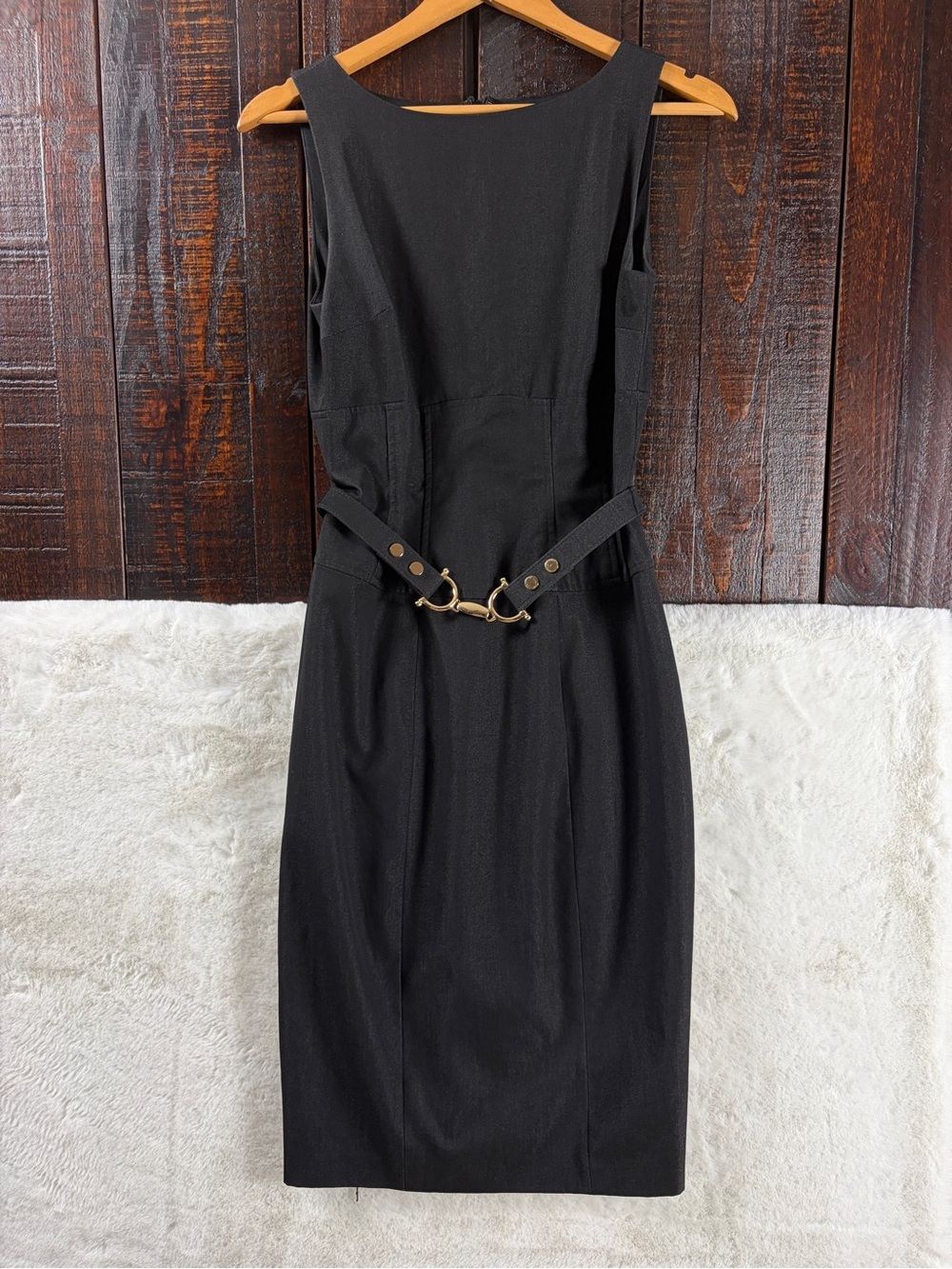 Vintage Cache Contour Collection  Black Sheath Dress with Belt 4